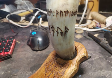 Cuerno de bebida en taller