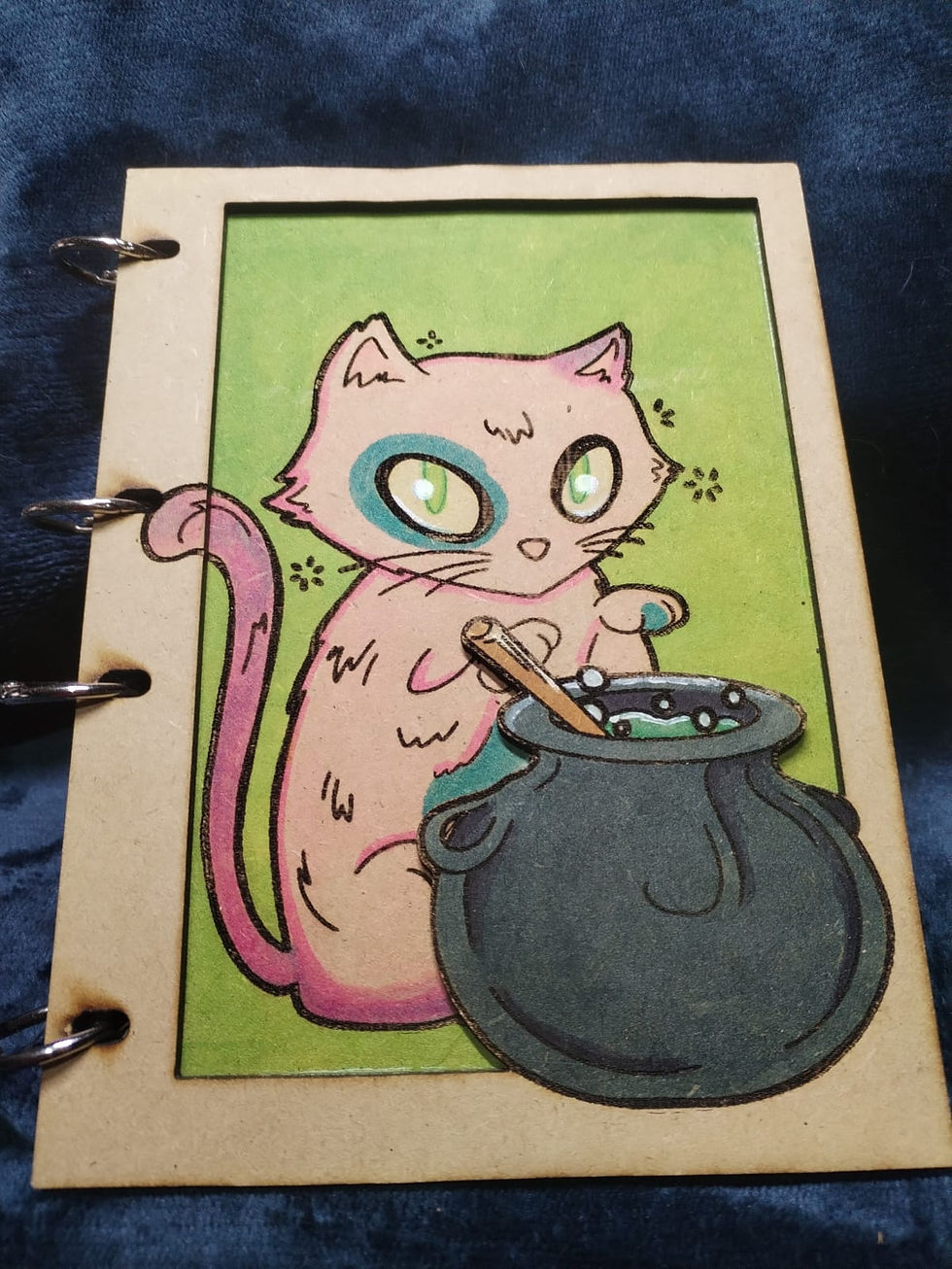 Libreta gatito caldero