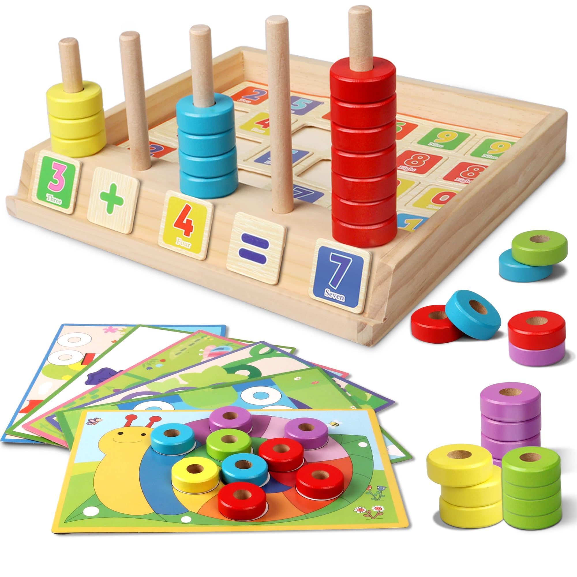 Lydaz Montessori Math Manipulatives Toys Kids Wooden Number Blocks Toys Kinderga