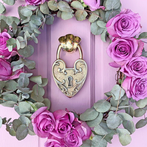 Padlock Heart Brass Door Knocker Unique design by Gipsy Hill Hardware