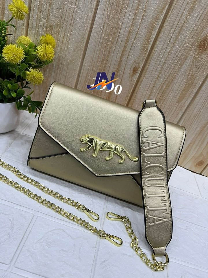 Sabyasachi Purse - Leather Design with Gold Accents, Adjustable Strap, Stylish a