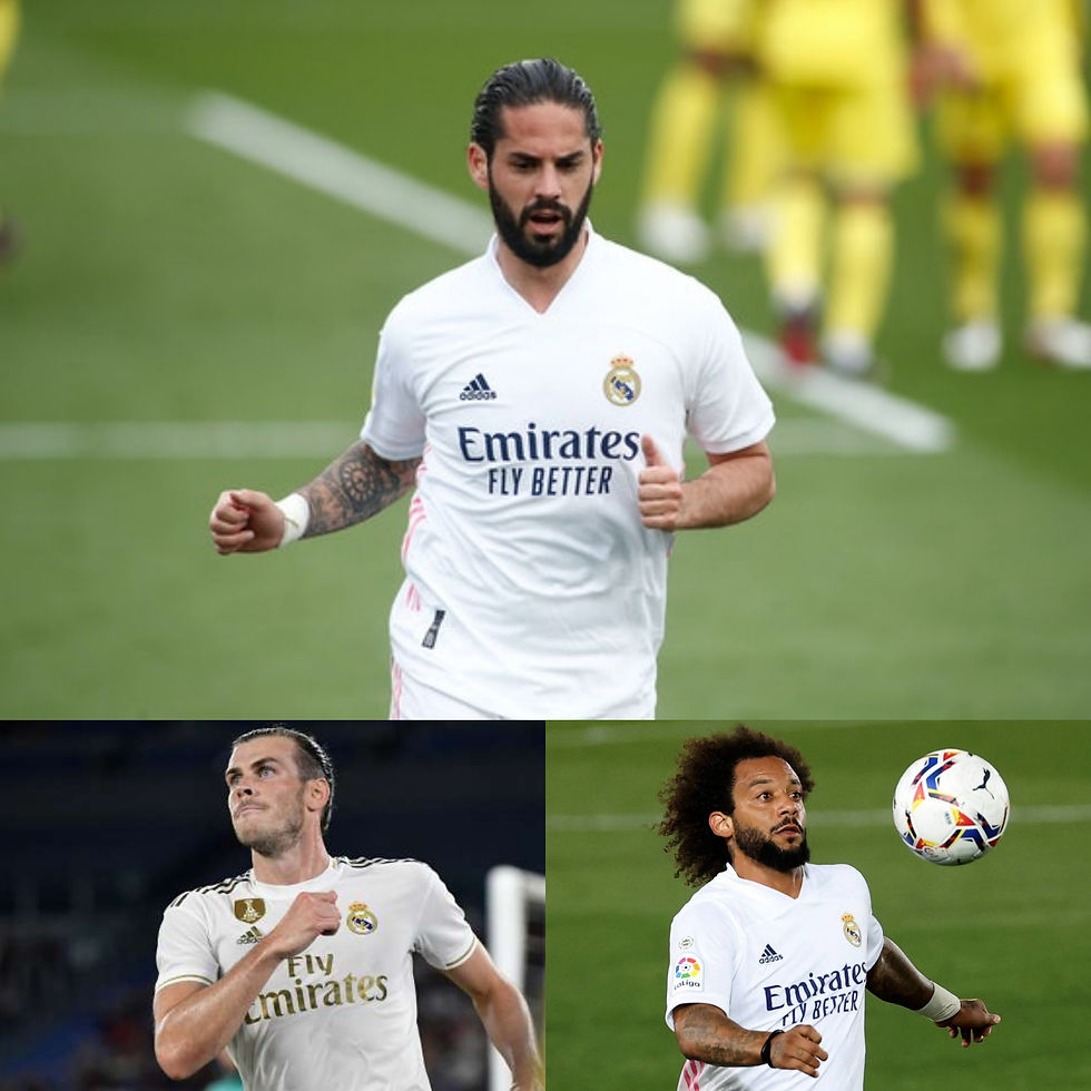 3 JUGADORES DEL MADRID EN LA RAMPA DE SALIDA 
