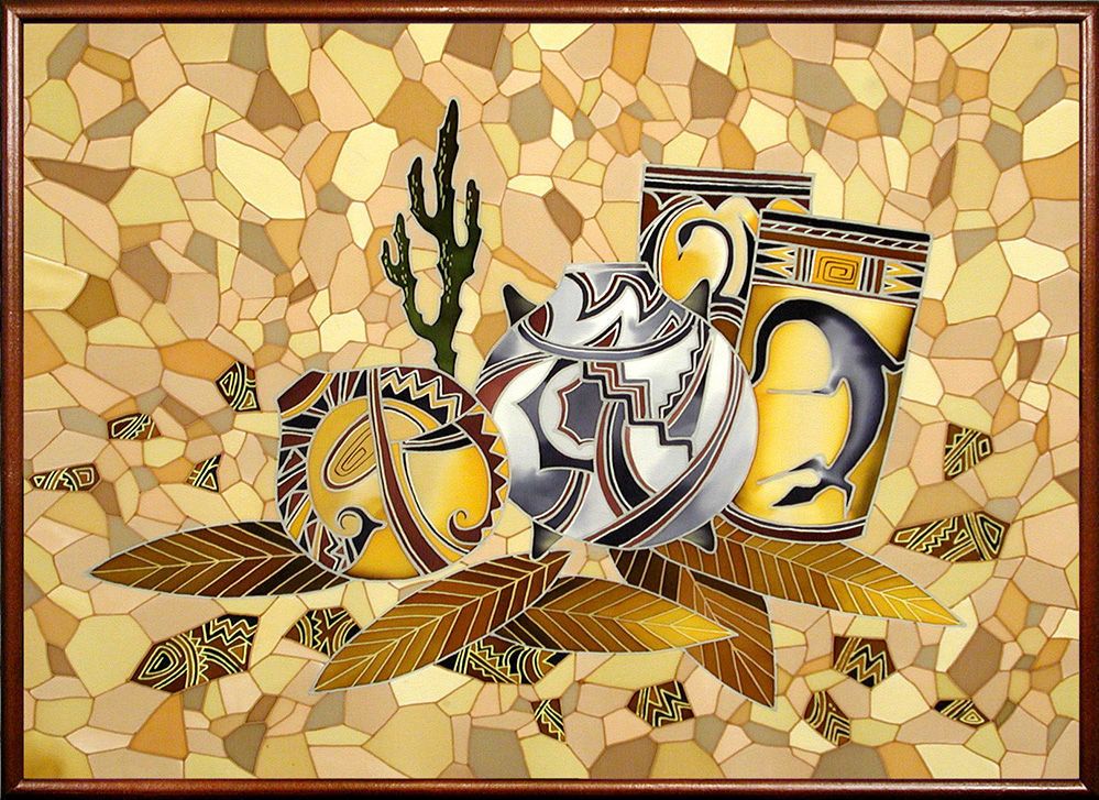 Mosaic. Silk Painting. Size 18" h x 24" w