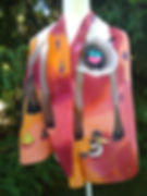 Hand-painted silk scarf with Siamese cat design