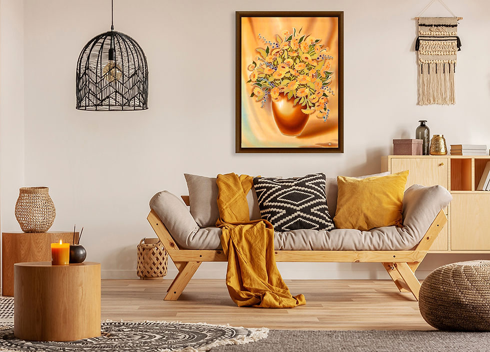 Thumbnail: Flowers. Silk Painting. Size 22"h x 18"w