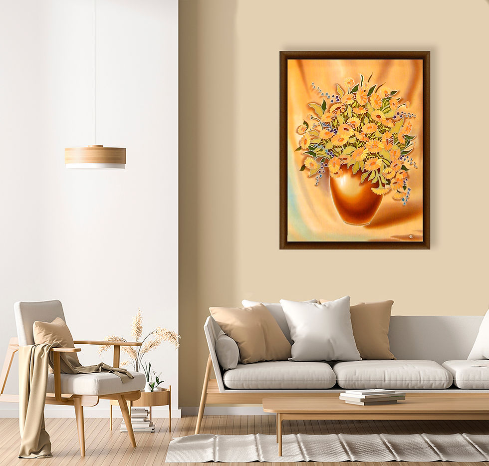 Thumbnail: Flowers. Silk Painting. Size 22"h x 18"w