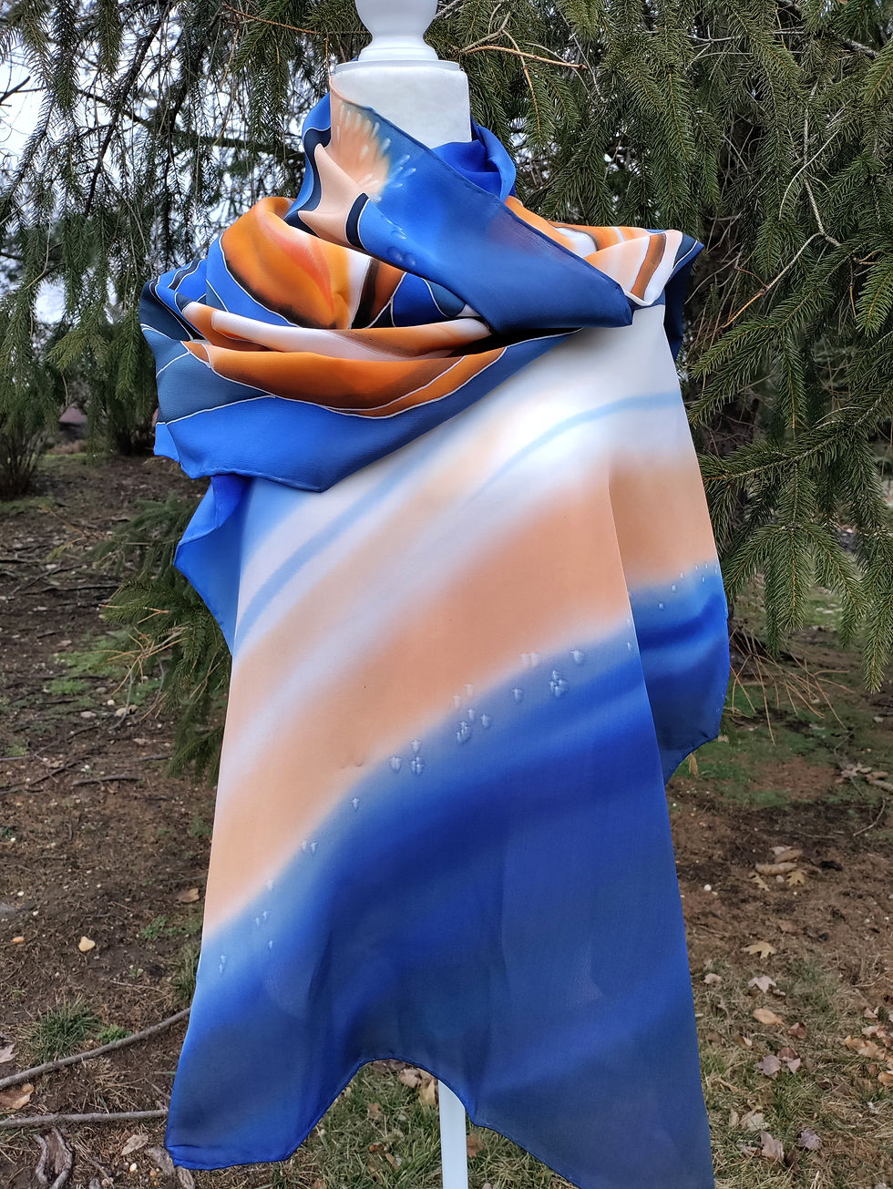Thumbnail: Hand-Painted Silk Scarf with Tulips. Artist: Svetlana Titova