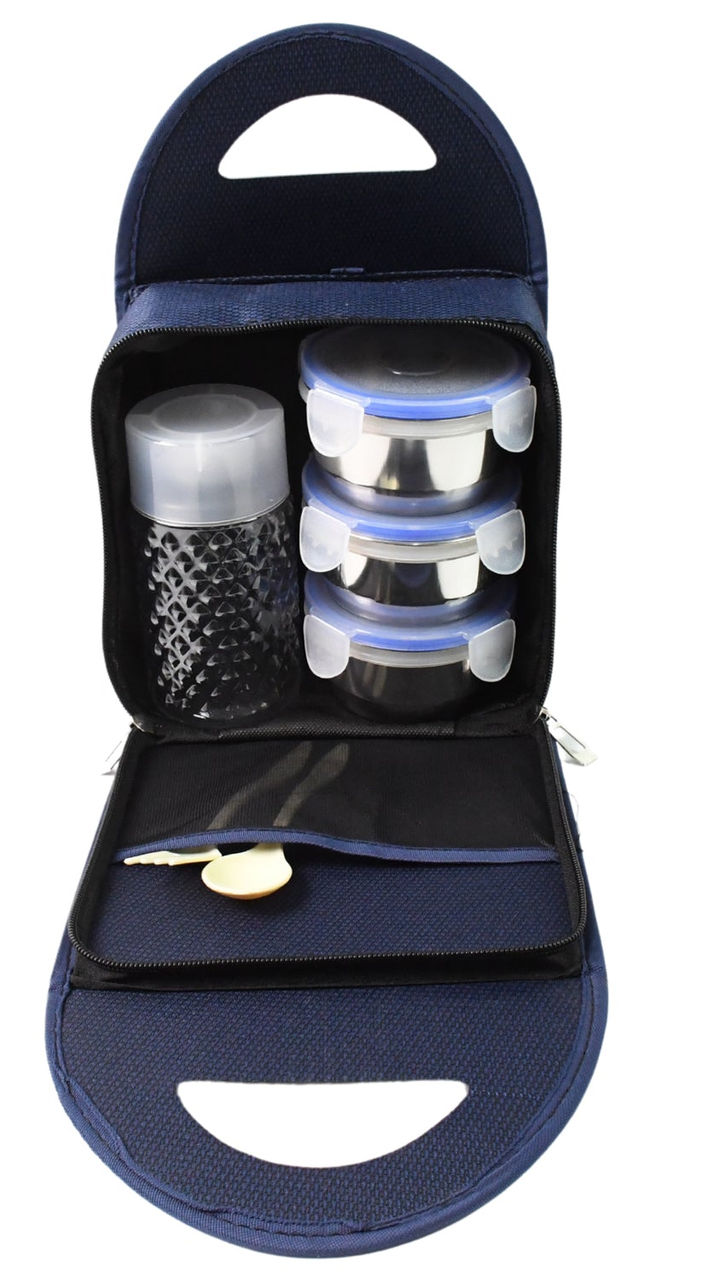 Compact 4-pcs Stainless Steel Airtight Lunch Box Set