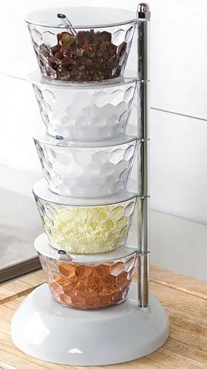 5-Section 360° Rotating Vertical Spice Rack Tower (5 Layers)