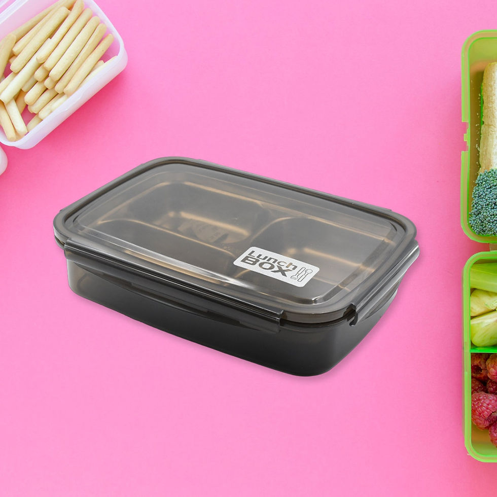 Thumbnail: 4-Compartment Stainless Steel Lunch Box for Kids & Adults (Black)