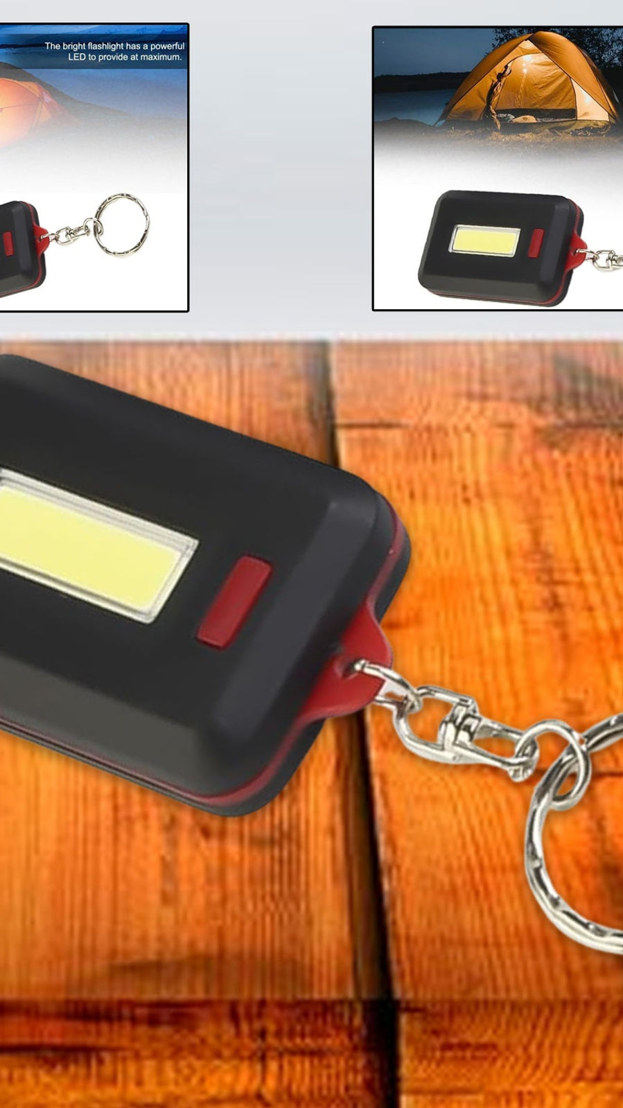 LED Keychain COB Light with Hook & Loop Sticker