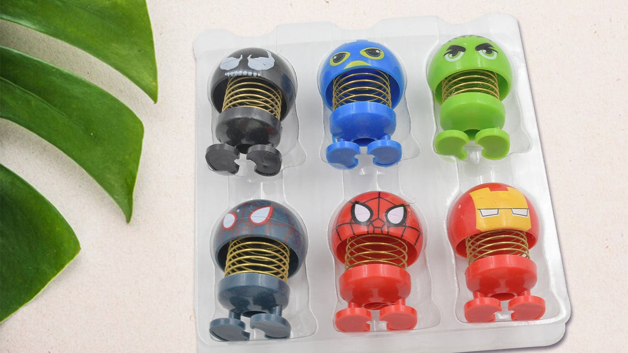 Car Dashboard Spring Dancing Toys 6 pcs / Set Car Interior Decor Bounce Doll