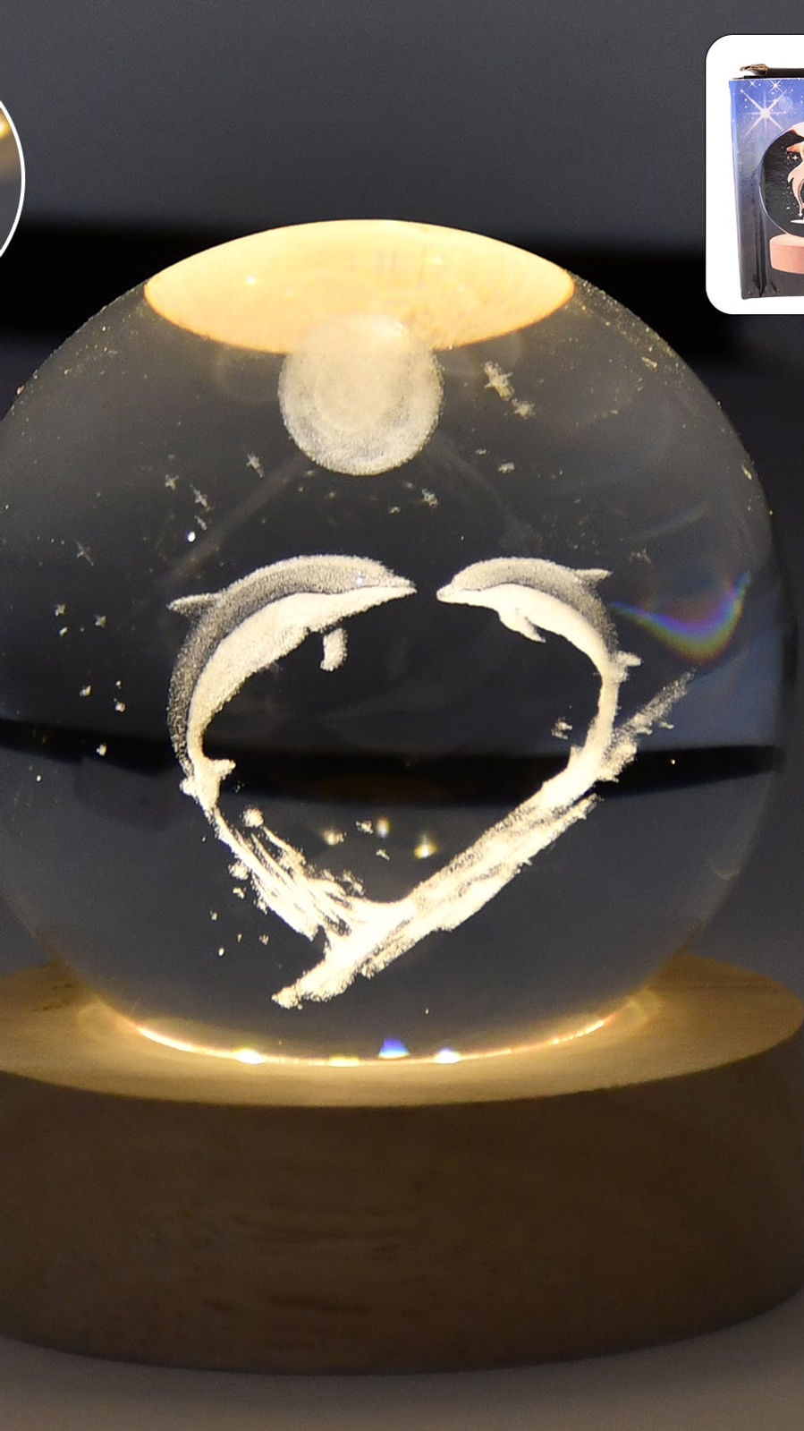 Fish 3D Crystal Ball Lamp with Base