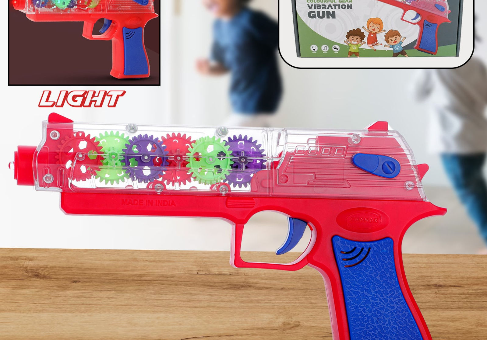 Plastic Gear Simulation Laser Toy Gun – 3D Lights, Music & Rotating Gear