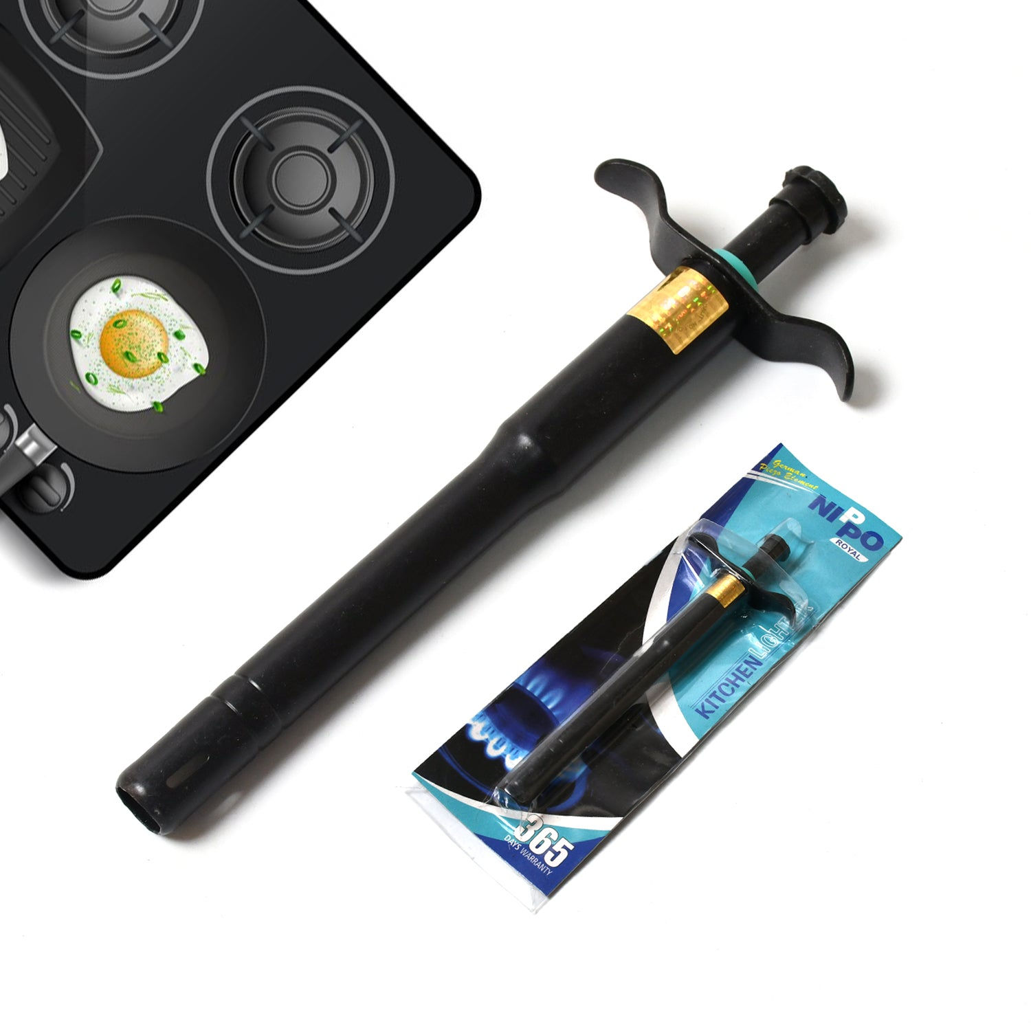 Stainless Steel Black Gas Lighter for Kitchen Gas Stove, Long Lasting