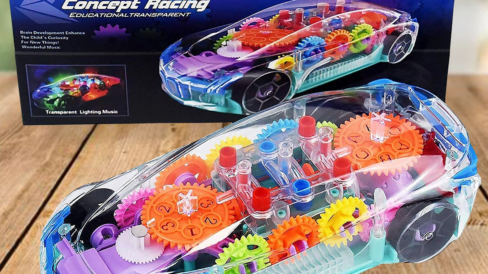 Automatic 360 Degree Rotating Transparent Gear Concept Car (No Battery)
