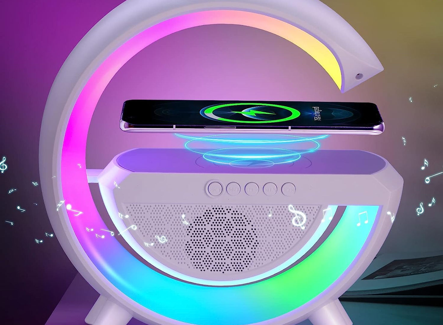 3-in-1 LED Night Lamp with Bluetooth Speaker & Wireless Charging