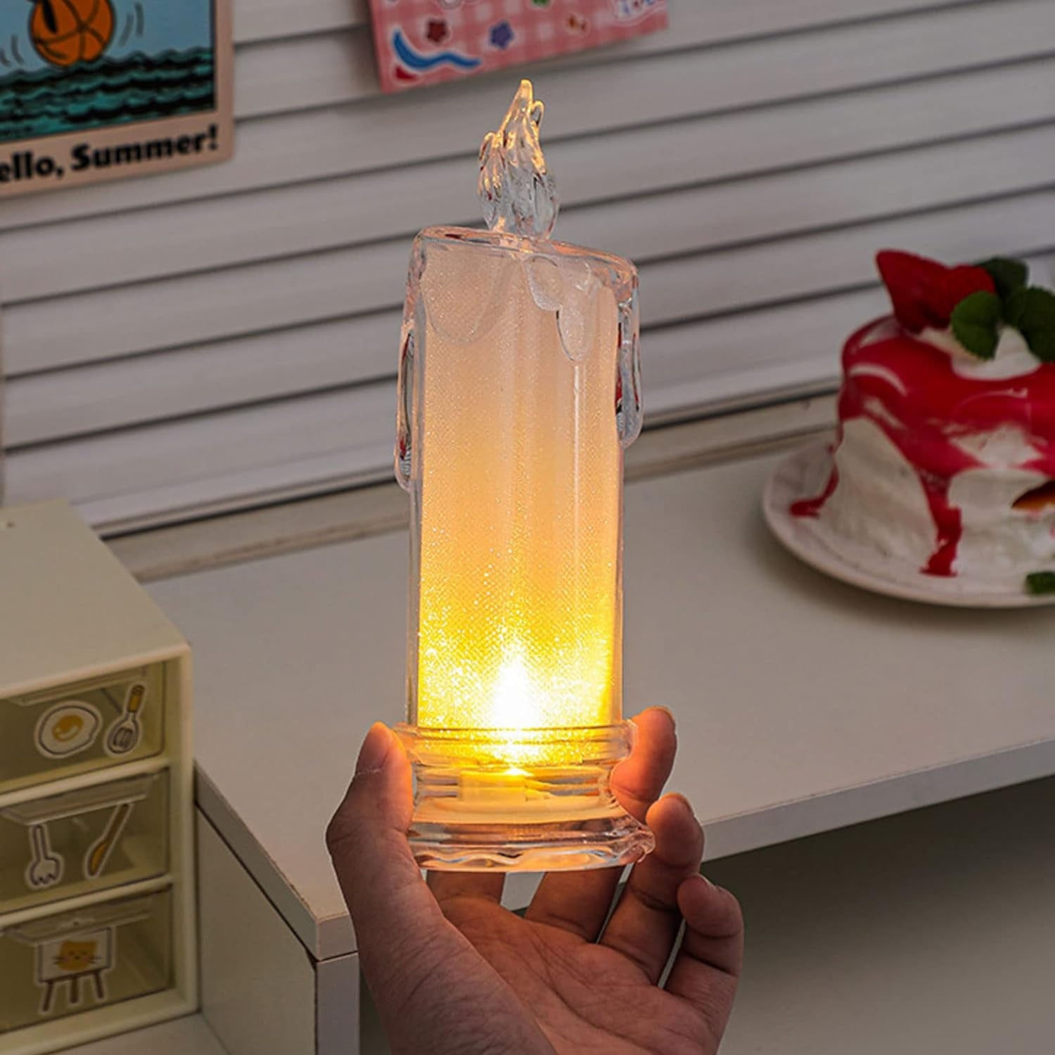 White LED Flameless Candles Battery Operated Pillar Candles Flickering