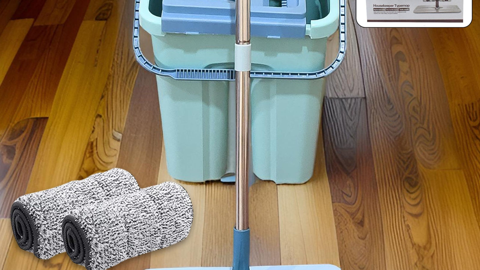 2-in-1 Flat Mop and Bucket Set