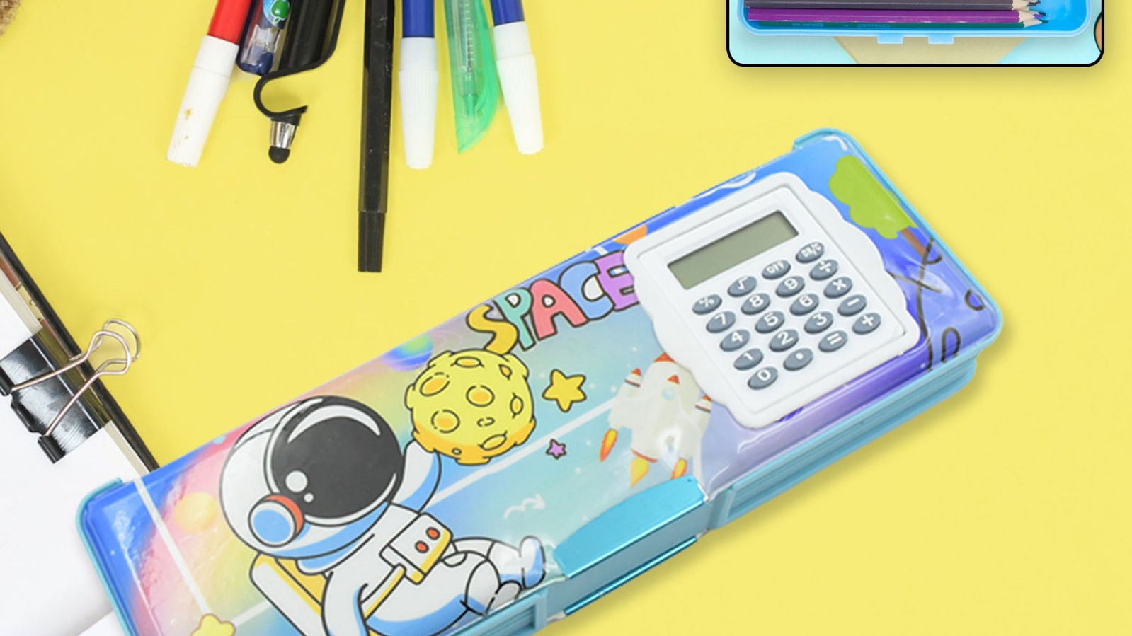 Magnetic Geometry Box - Double-Sided Pencil Case with Calculator