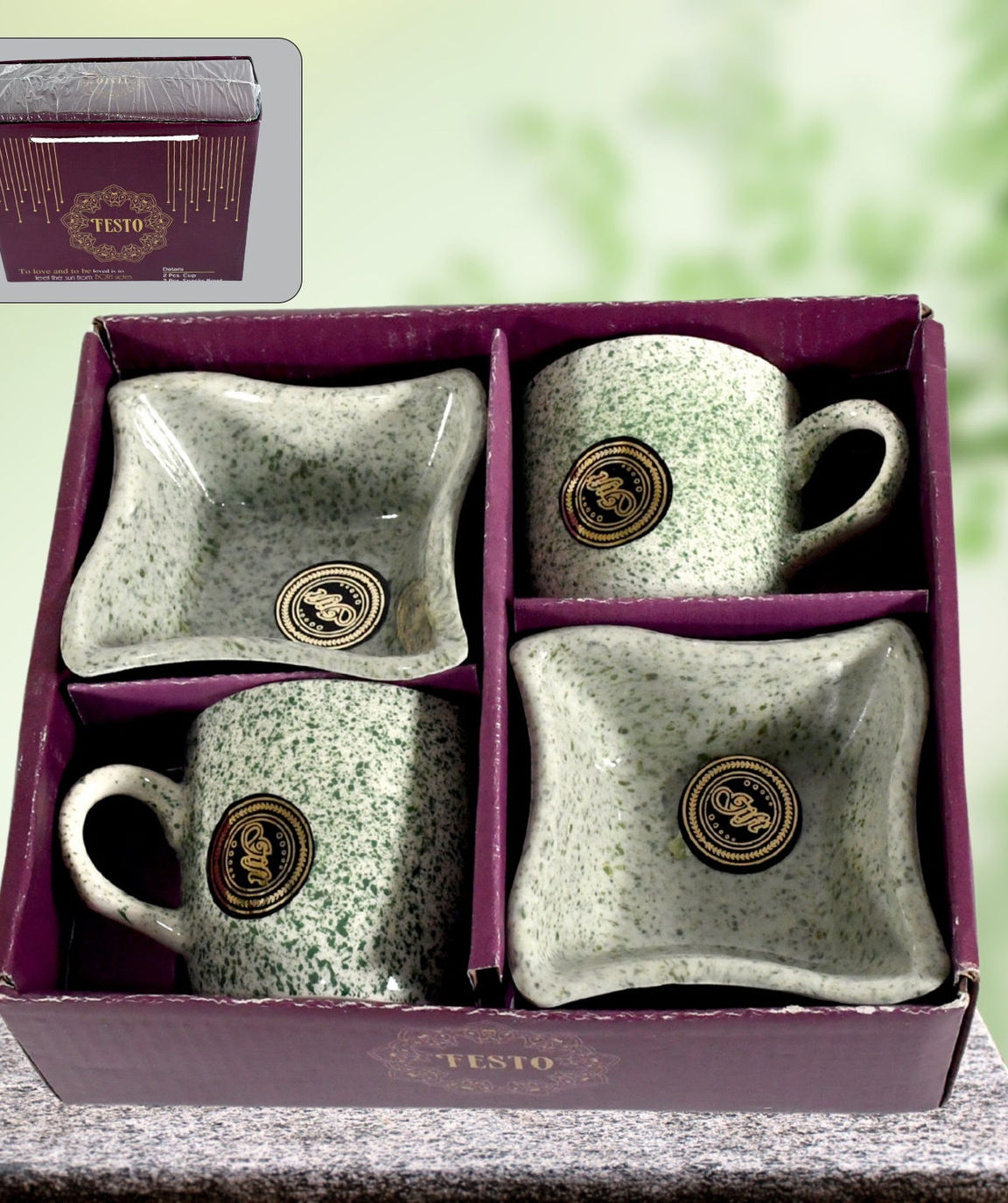 Ceramic Tea / cups / Mug Set Including Snacks / Serving Bowl