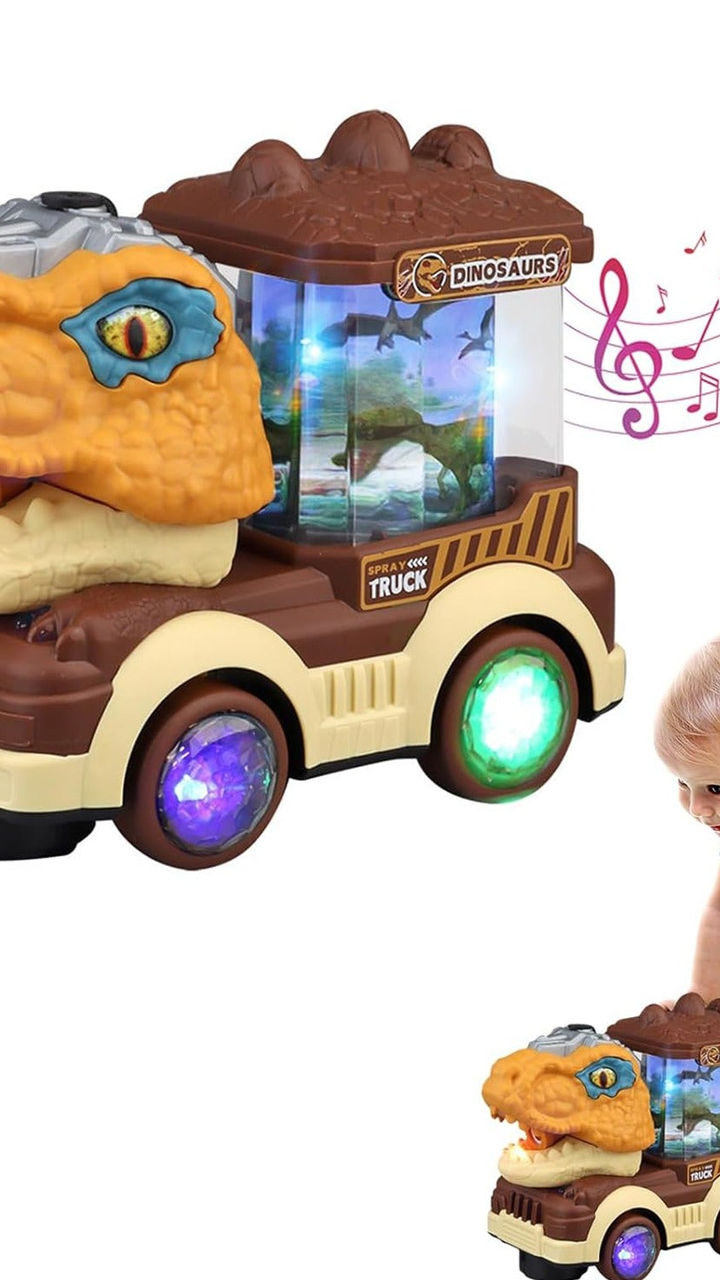 Dinosaur Car Toy with Humidifier, Sound, and Light