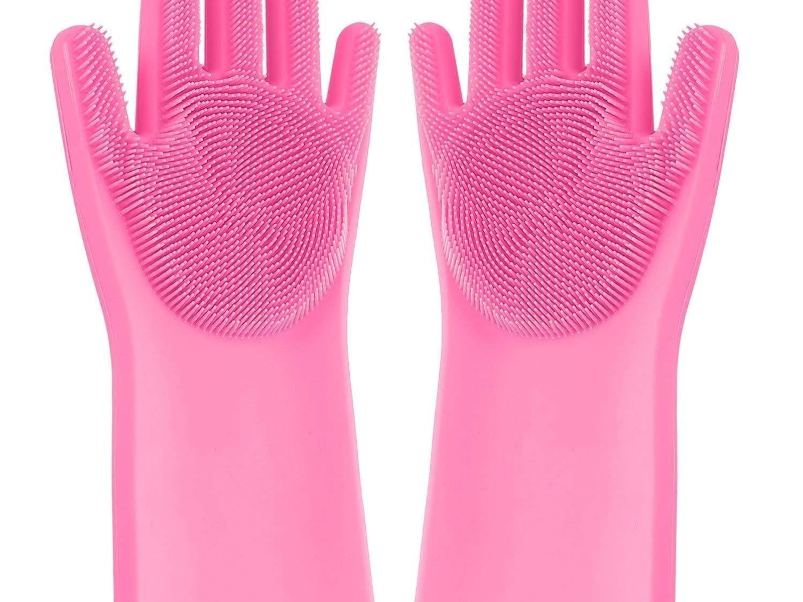 Reusable Silicone Cleaning Brush Scrubber Gloves (Multicolor)