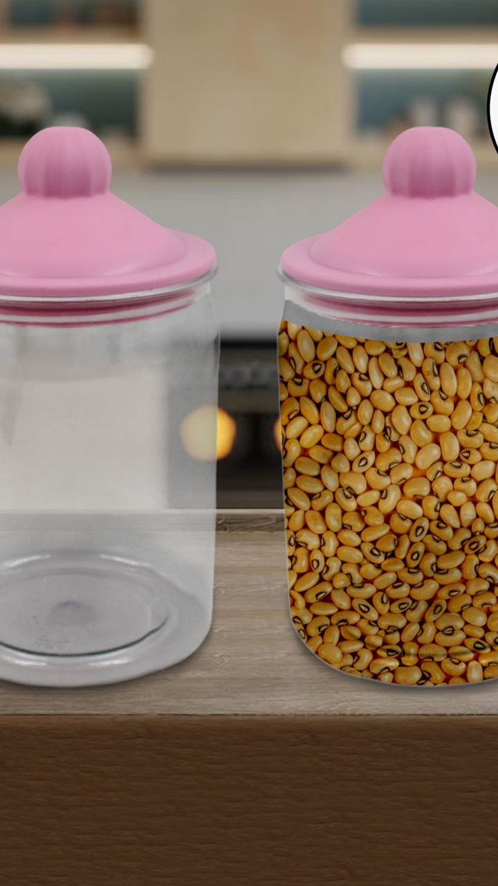 Transparent Kitchen Plastic Container Jar Set (2 Pcs, 1100 ML)