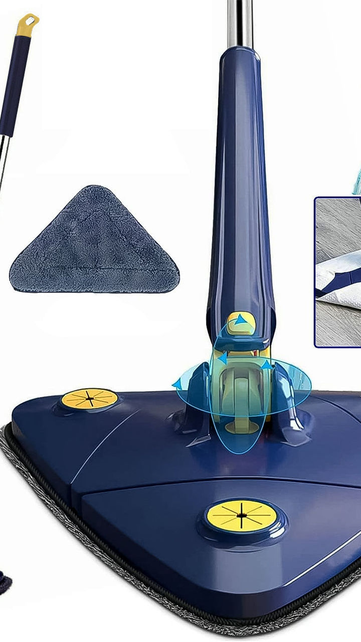 360° Rotatable Triangle Mop with Long Handle (113cm)