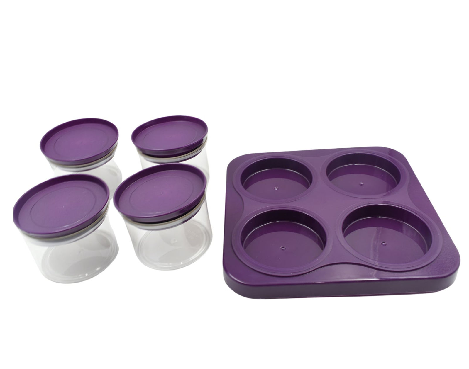 Airtight Plastic 4 Pc Storage Container Set, With Tray Dry Fruit Plastic