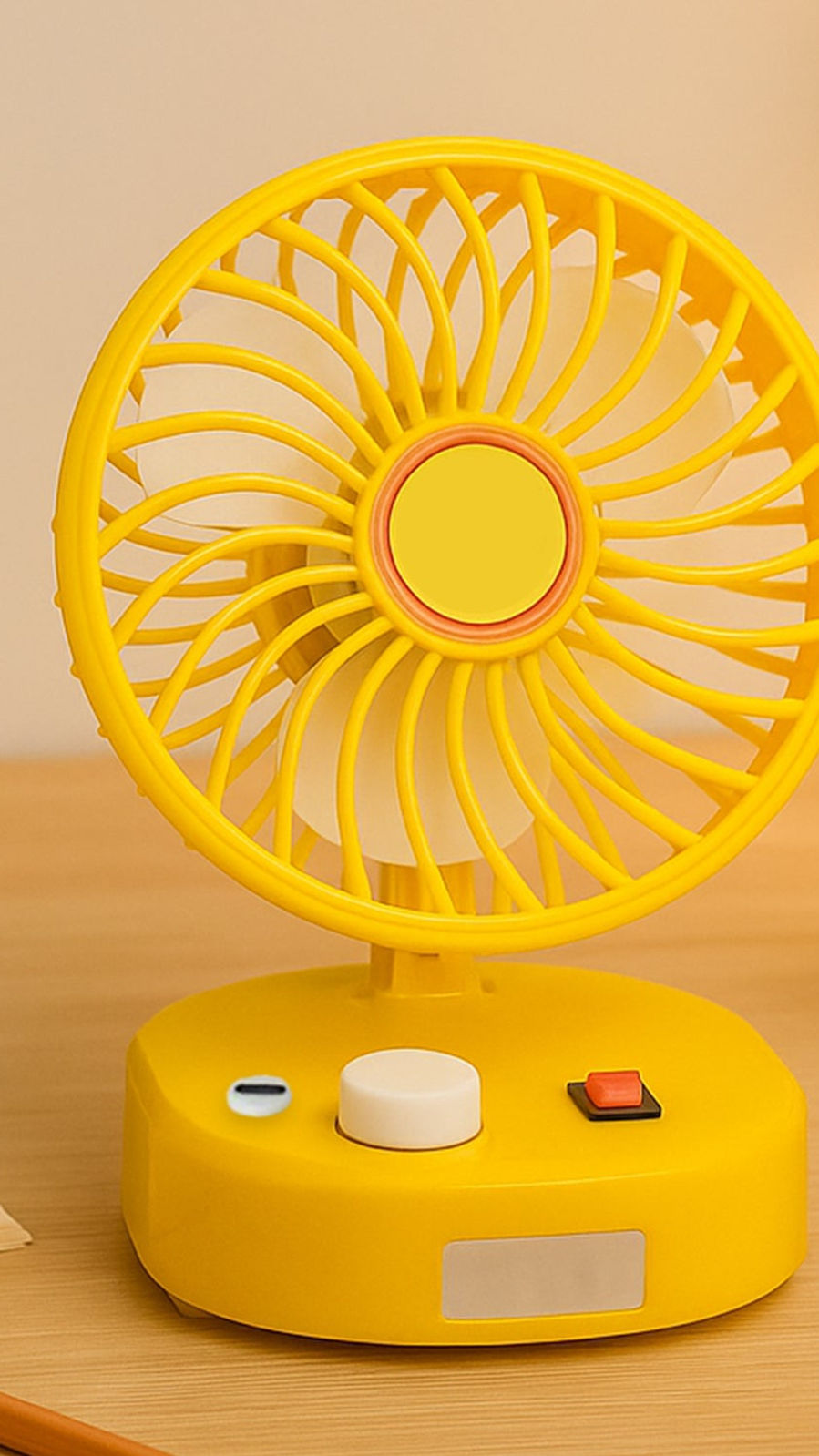 USB-C Type Rechargeable Portable Fan With LED Light Heavy Duty Motor