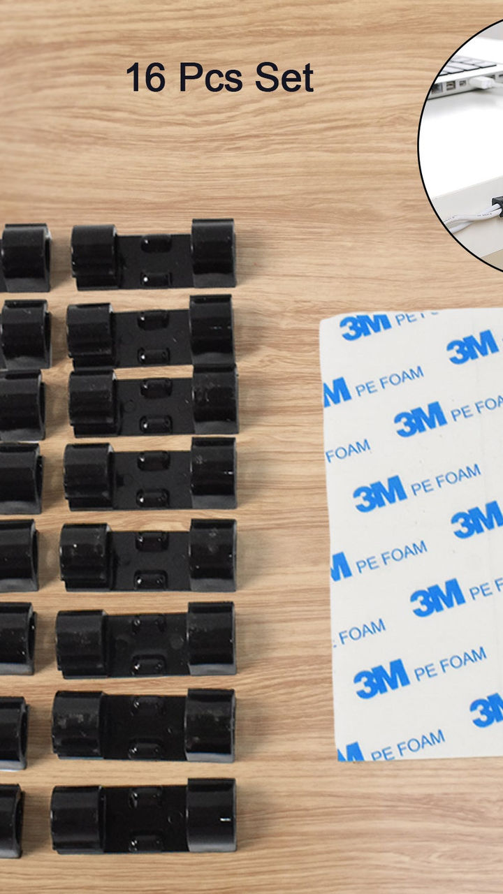 Plastic Wire & Cable Organizer Clips (16 Pcs Set)