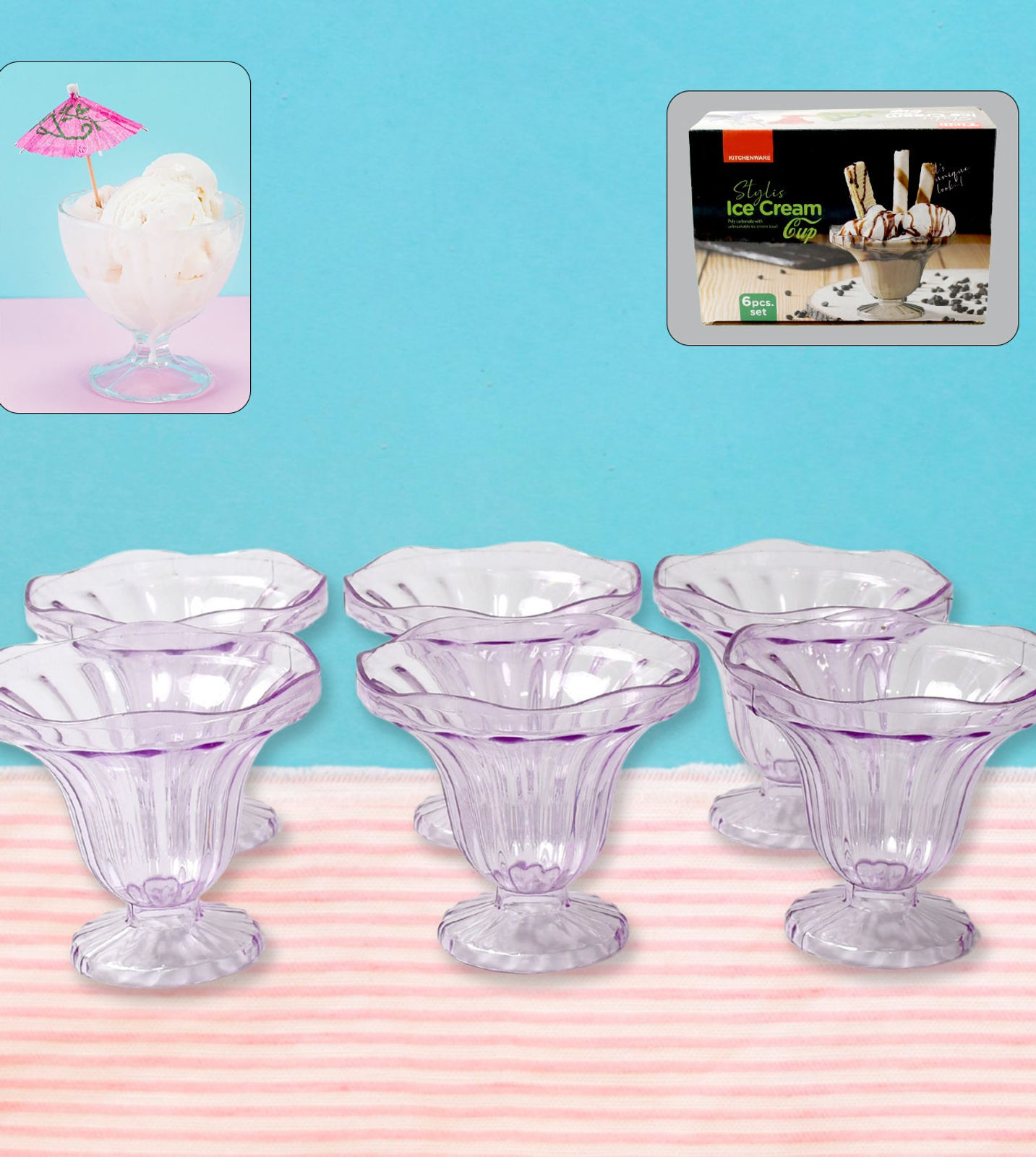 Crystal Plastic Ice-Cream Bowl, Home & Kitchen Serving Platter