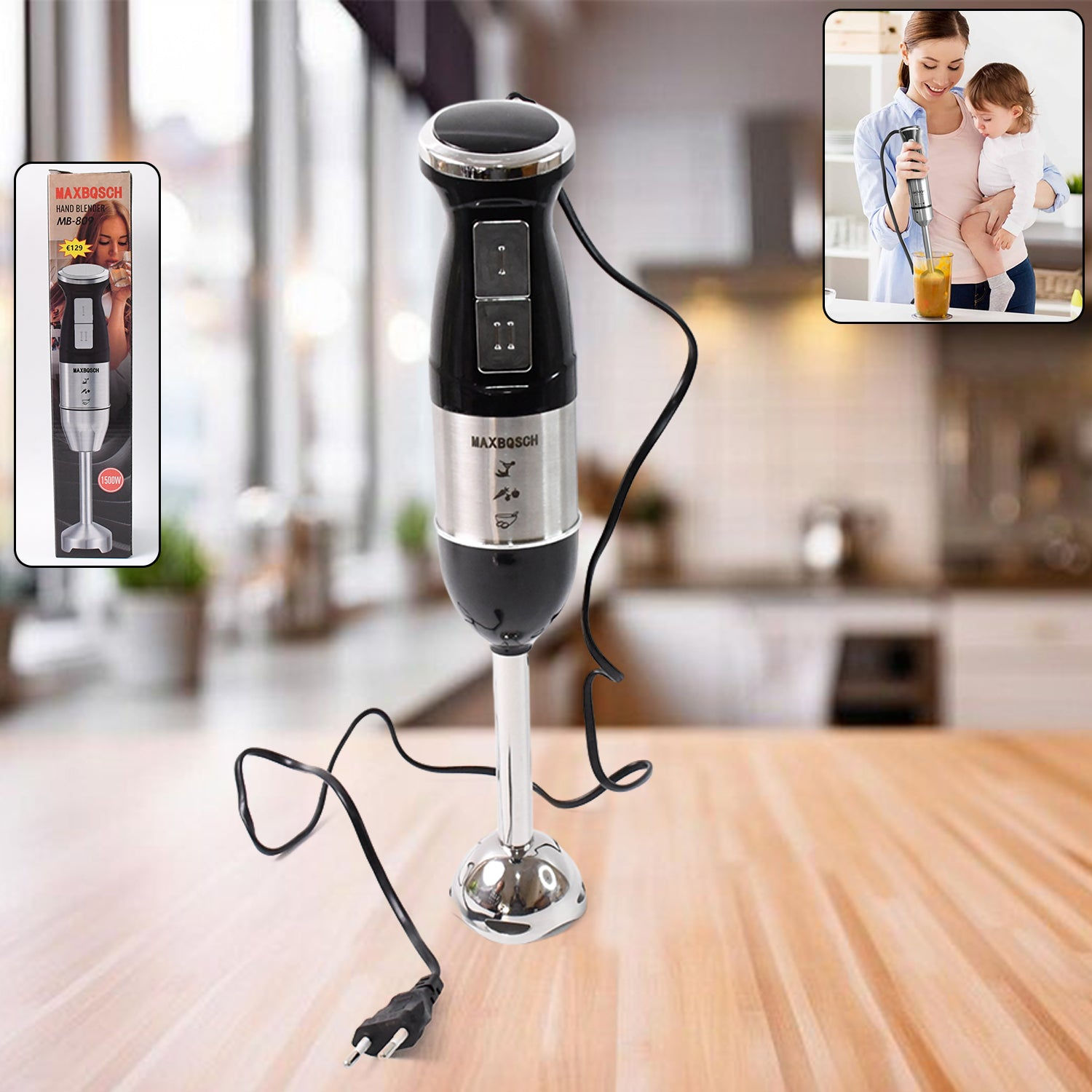 Handheld Emulsion Blender with Four-Blade (1500W)