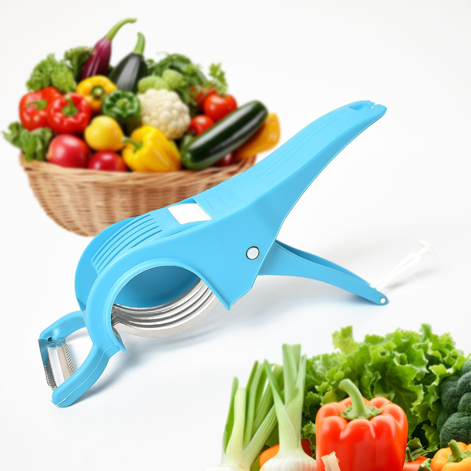 2-in-1, 5-Blade Vegetable & Fruit Multi-Cutter with Peeler