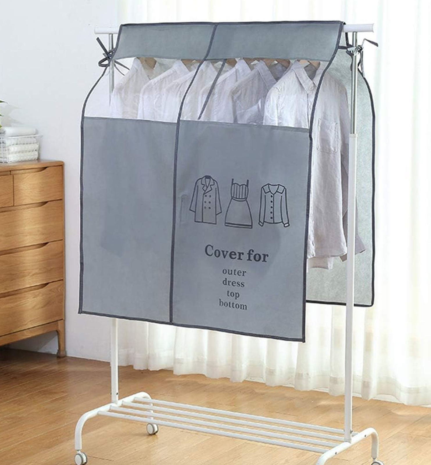 Hanging Garment Dust Cover for Clothes Rack