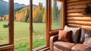 a cozy cabin with open windows