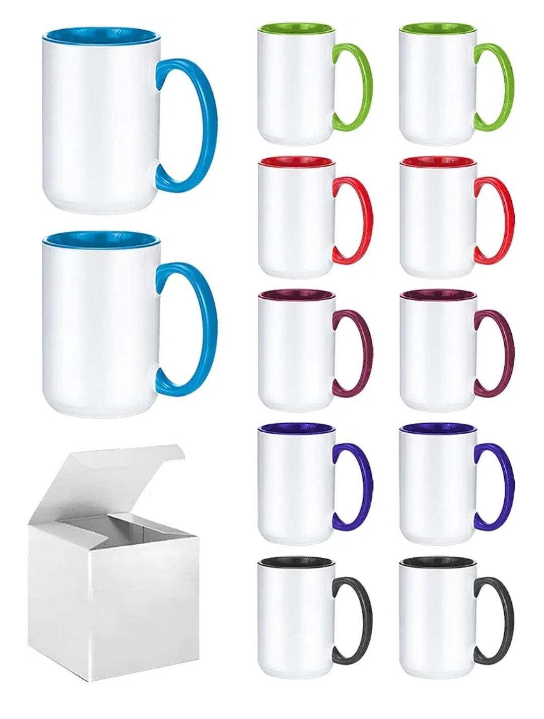 15 oz coffee mug with color inside and on handle