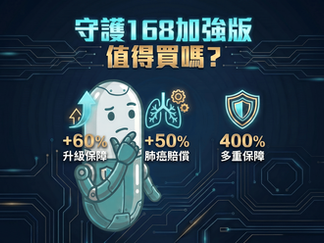 LifeTego brand robot analyzing '守護168加強版' insurance highlights on a futuristic circuit background.