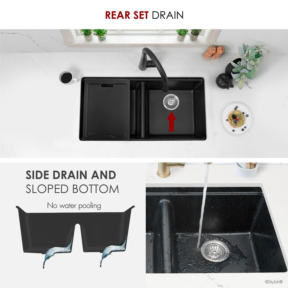 Thumbnail: STYLISH 33'' BANFF S-833WNK Black Composite Granite Kitchen Sink