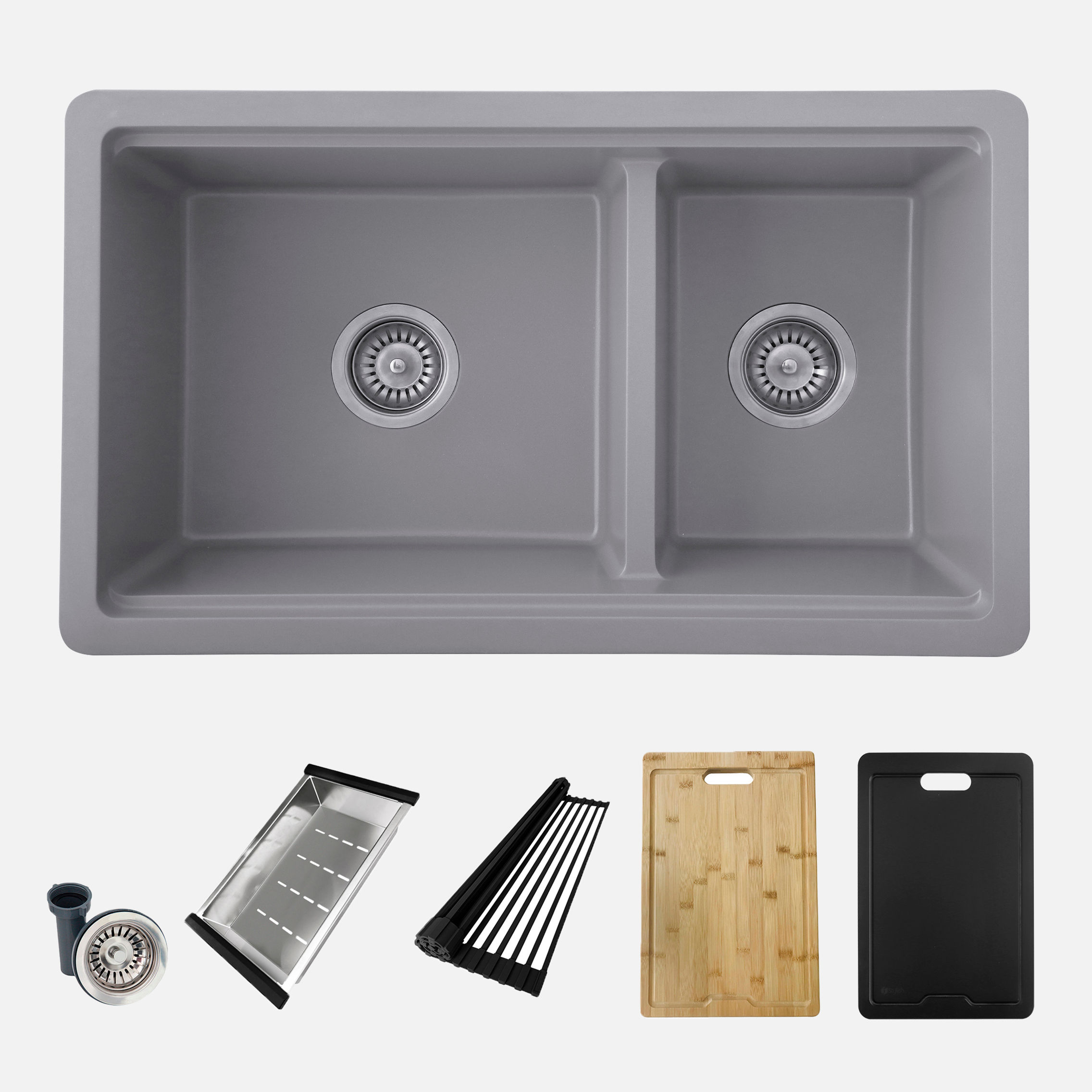 STYLISH 30'' WATERTON S-831WL Gray Composite Granite Kitchen Sink