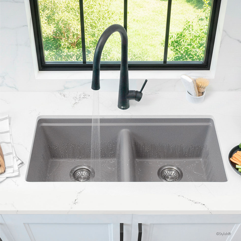 Miniature : STYLISH 33'' BANFF S-833WLK Gray Composite Granite Kitchen Sink