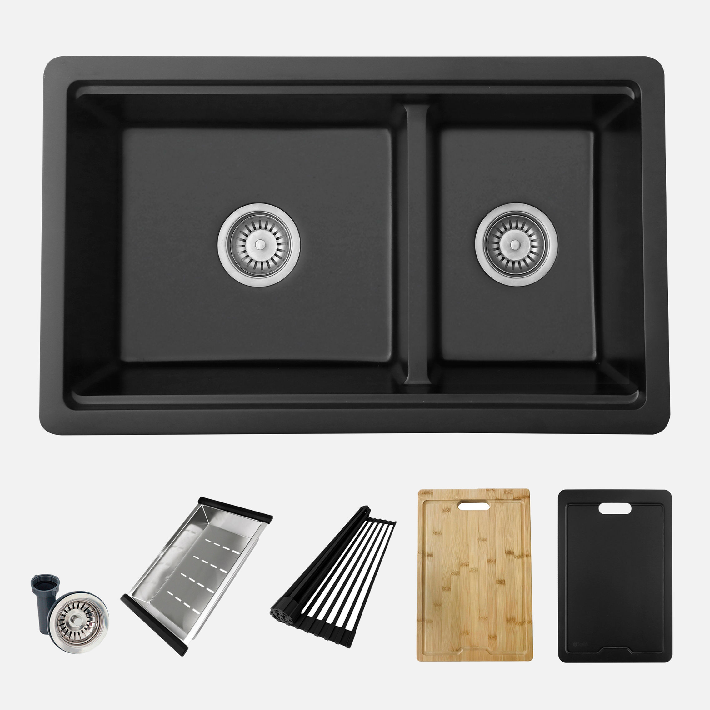 STYLISH 30'' WATERTON S-831WN Black Composite Granite Kitchen Sink