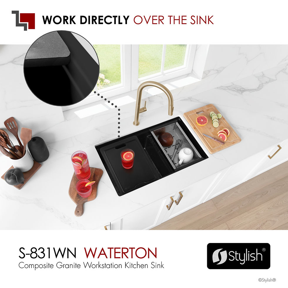 Thumbnail: STYLISH 30'' WATERTON S-831WN Black Composite Granite Kitchen Sink