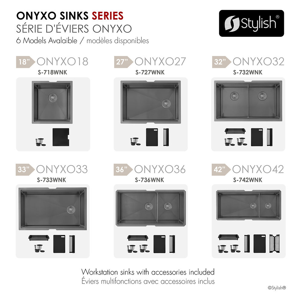 Thumbnail: STYLISH 27'' ONYXO27 S-727WNK Workstation Single Bowl Kitchen Sink