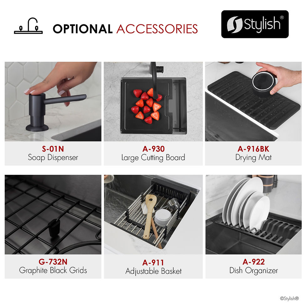 Thumbnail: STYLISH 32'' ONYXO32 S-732WNK Workstation 50/50  Double Bowl Kitchen Sink