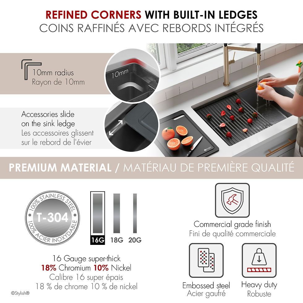 Thumbnail: STYLISH 27'' ONYXO27 S-727WNK Workstation Single Bowl Kitchen Sink