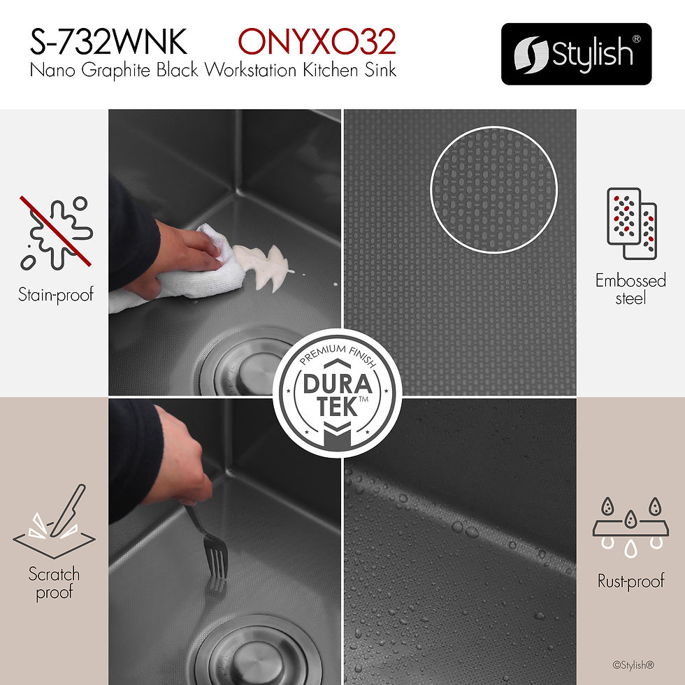 Thumbnail: STYLISH 32'' ONYXO32 S-732WNK Workstation 50/50  Double Bowl Kitchen Sink
