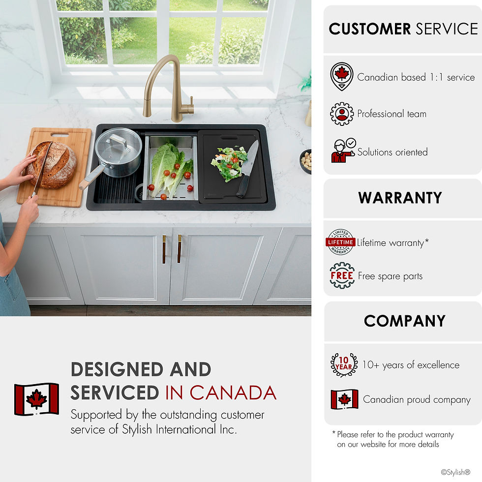 Thumbnail: STYLISH 32'' CANMORE S-832WNK Black Composite Granite Kitchen Sink