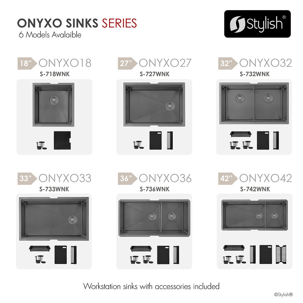 Thumbnail: STYLISH 32'' ONYXO32 S-732WNK Workstation 50/50  Double Bowl Kitchen Sink
